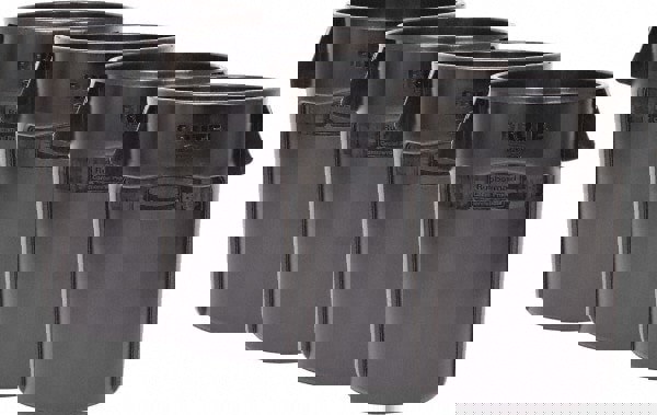 Trash Can: 55 gal, Round, Gray